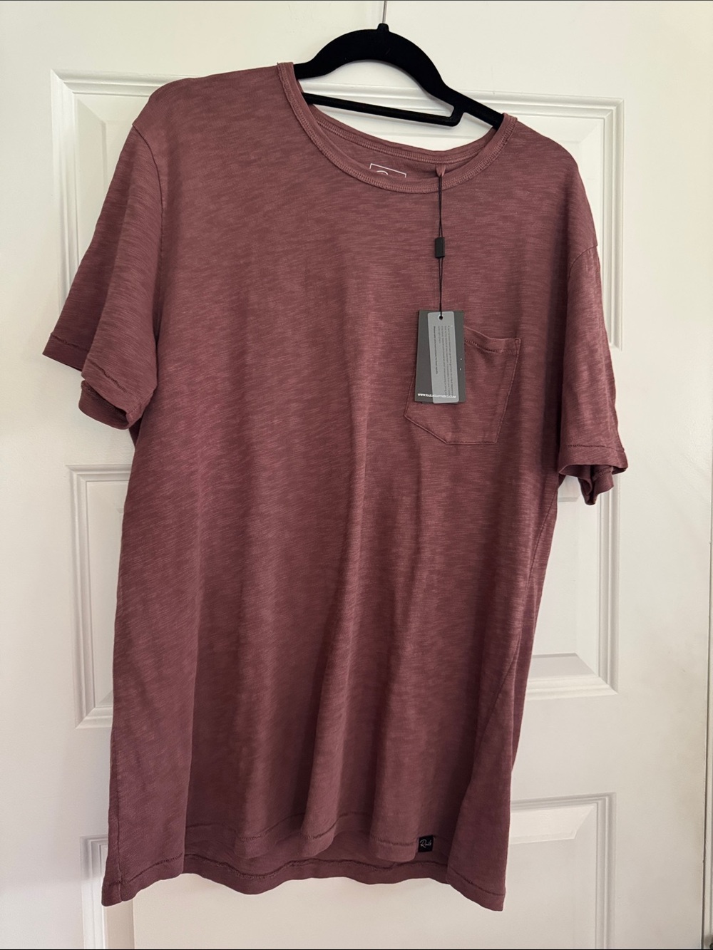 Large New w/Tags Rails Mens Pocket Crewneck T‑Shirt in Dusty Rose